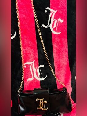 Juicy Couture Black Patent Crossbody with Gold Chain